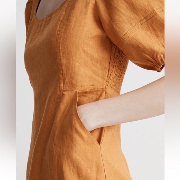 Madewell Maisie Mini Linen Dress Ochre Fresco Orange NWT Size 0 - Picture 3 of 8